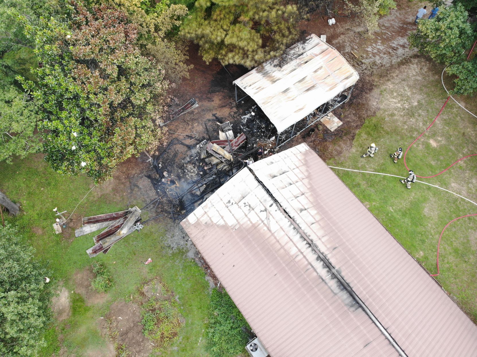 An overhead shot at Meadowwood Lane fire